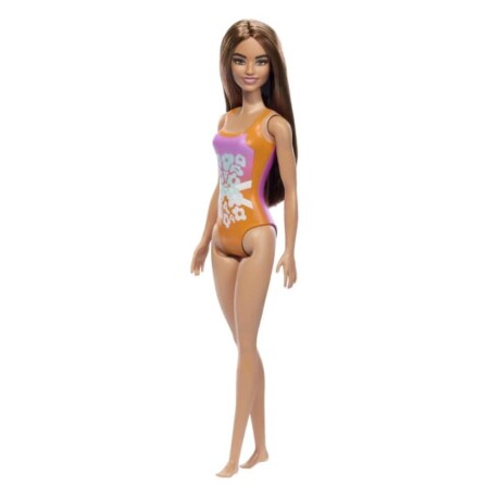 Muñeca Barbie GHH38 con Traje de Baño Varios Modelos LILA-NARANJA