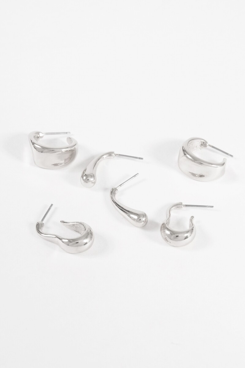 Set 3 aros wavy plateado