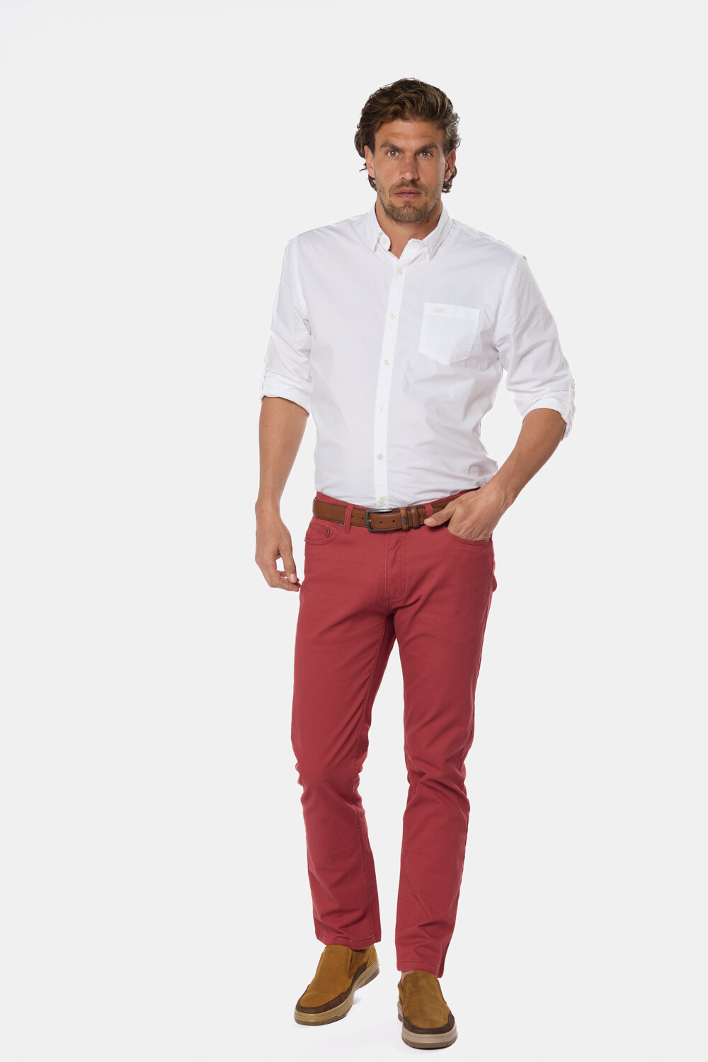 PANTALÓN 5 BOLSILLOS CON SPANDEX Bordeau