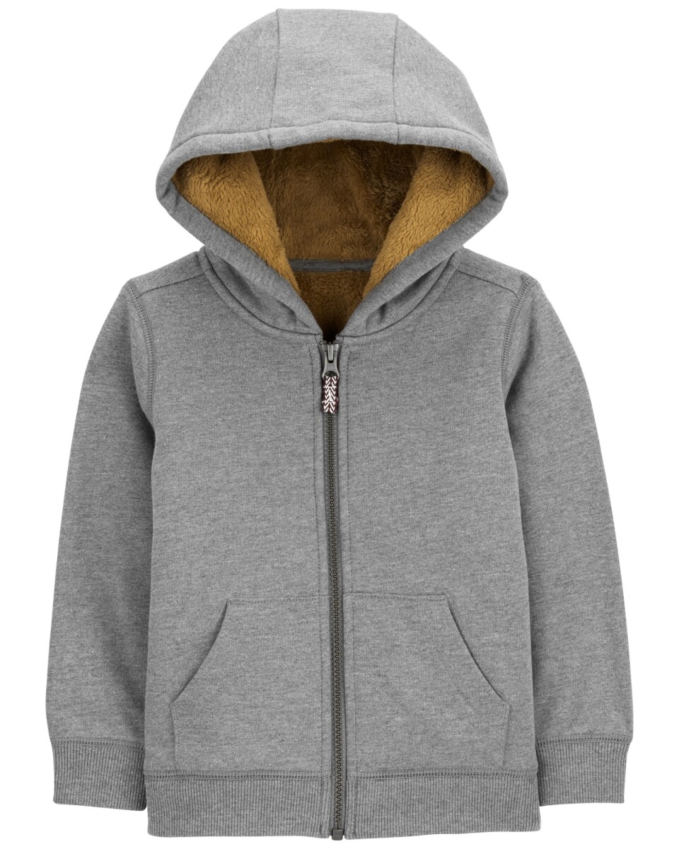 Campera de algodón, con forro de sherpa, gris. Talles 2-5T 