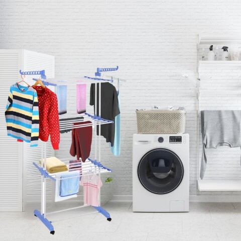 Tendedero Vertical Varillas Acero Plegable De 3 Niveles Tender Ropa Lavadero Metal De Pie 54x68x168 Cm Celeste Tendedero Vertical Varillas Acero Plegable De 3 Niveles Tender Ropa Lavadero Metal De Pie 54x68x168 Cm Celeste