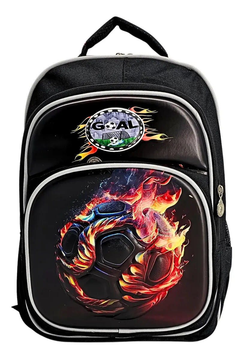 Mochila estampada pelota de fuego. 