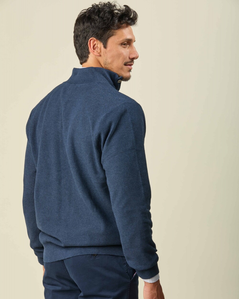 Buzo Algodón Medio Cierre Azul