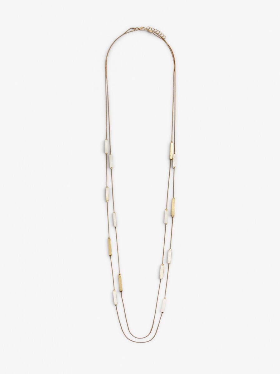 Collar Largo Doble Con Barras - beige 