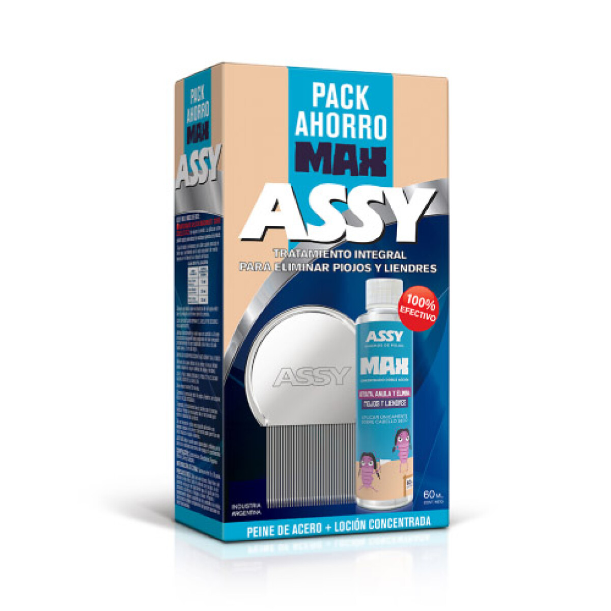 Pack Max Assy ahorro Peine Clásico + Loción Piojicida Concentrada 60 Ml 