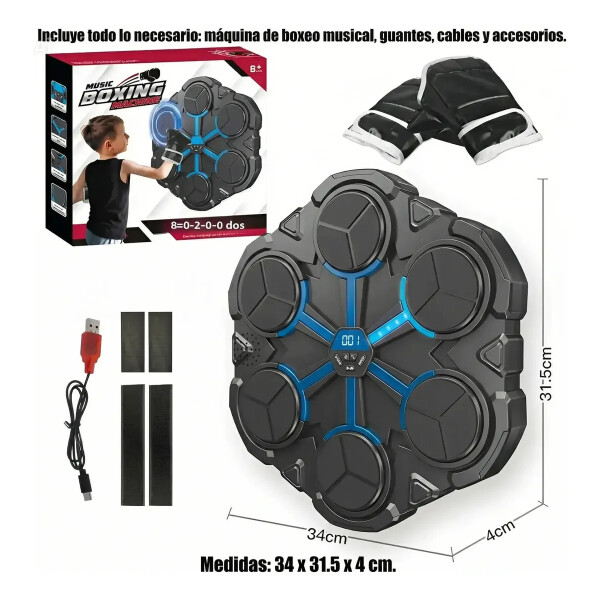 Maquina de boxeo con bluetooth y guantes Maquina de boxeo con bluetooth y guantes