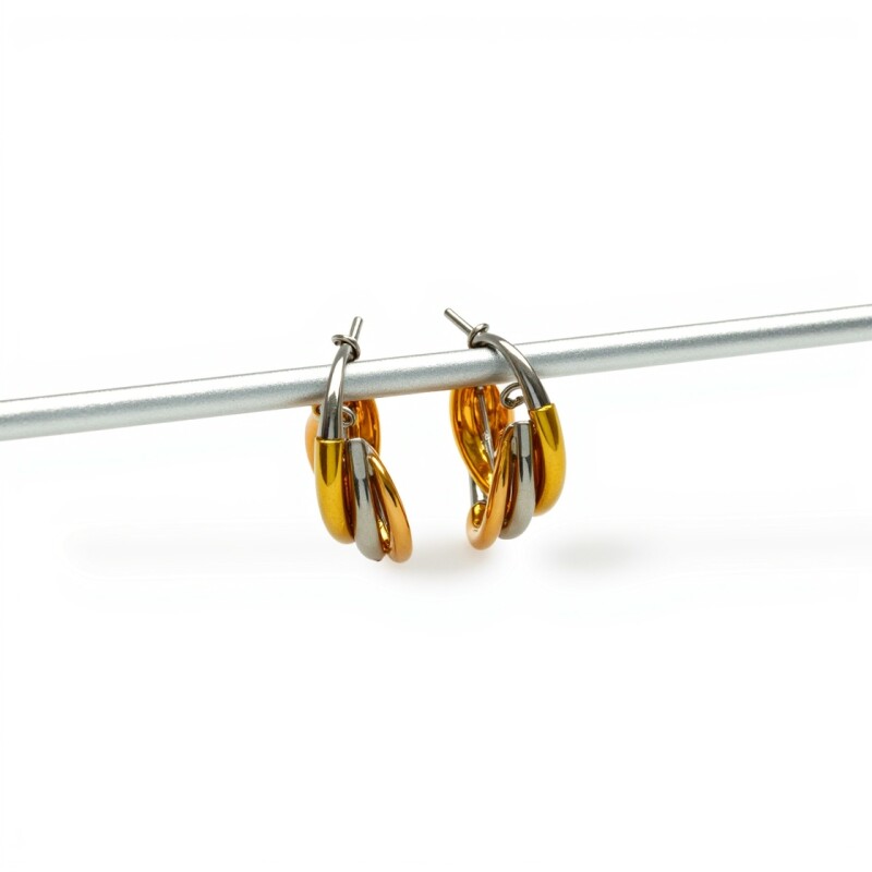 Caravanas aros de oro 3 líneas- Oro bajo - Sin piedra- CA8026 sinpiedra