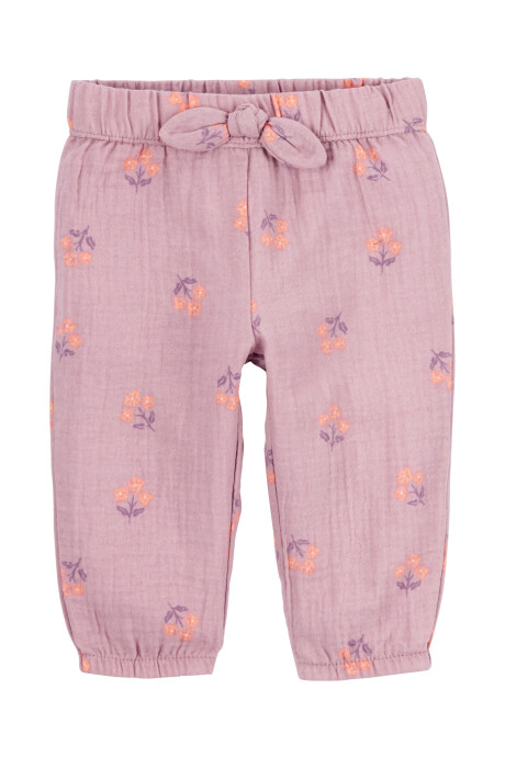 Set dos piezas pantalón y blusa manga larga con dobladillo peplum de gasa de algodón arrugado 0