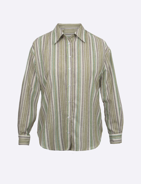 Camisa lino rayas verde