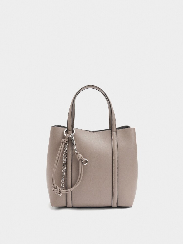Bolso Tote Con Bandolera M gris