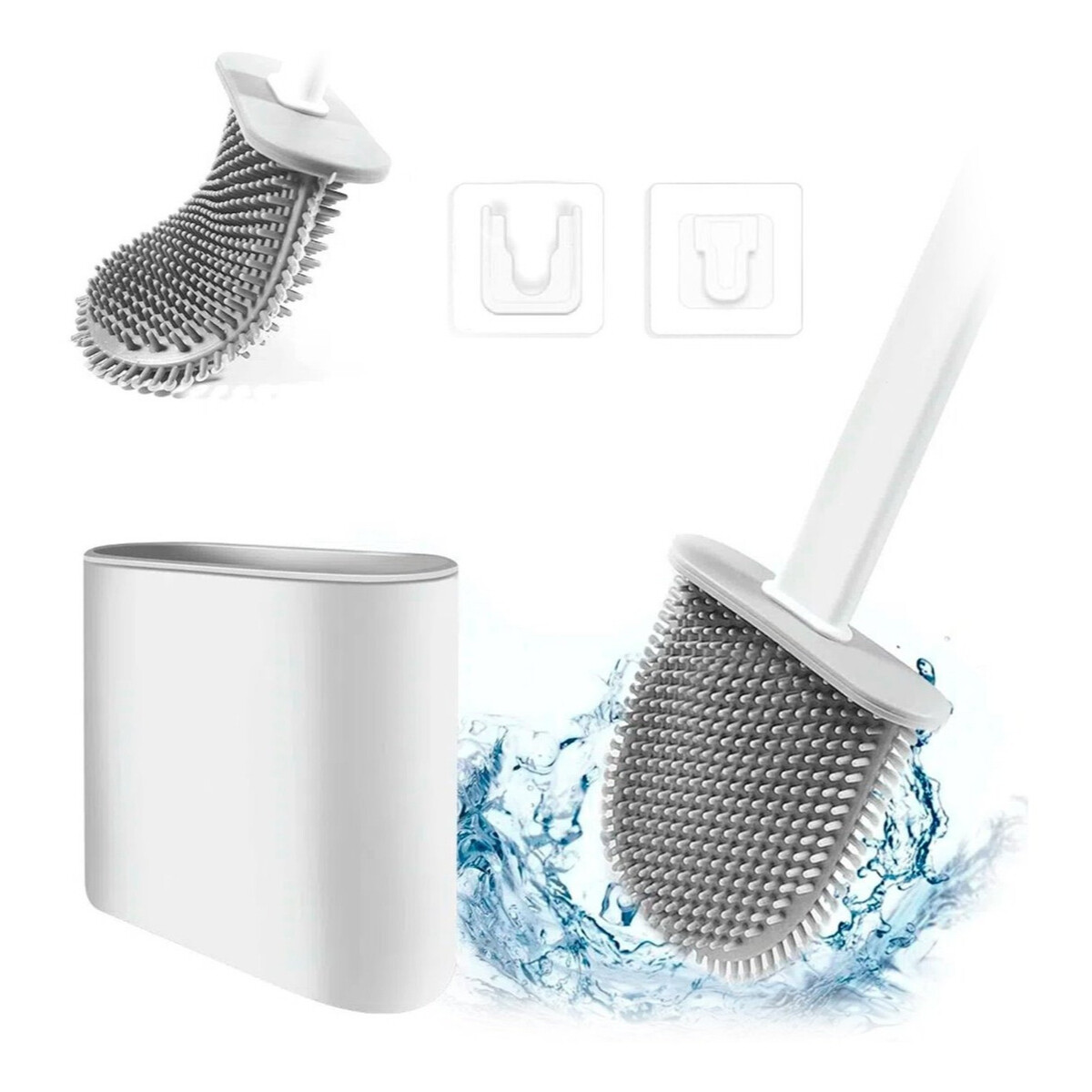 Cepillo Escobilla Para Baño Inodoro Limpieza Water 2 En 1 - variante color  GRIS — Atrix