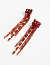 Aros Colgantes Largos Strass Aros Largos Strass - Rojo Medio