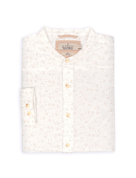 Camisa lino estampada blanco-1