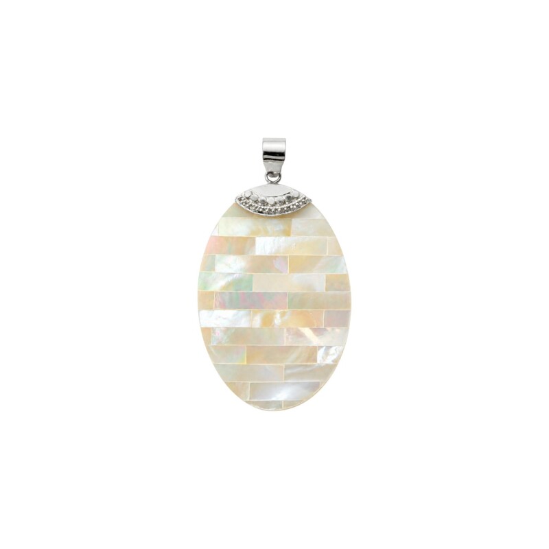 Dije Oval - Plata 925 - Nacar - CP6585 conpiedra