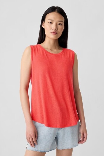 Musculosa De Lino Mujer Fire Coral