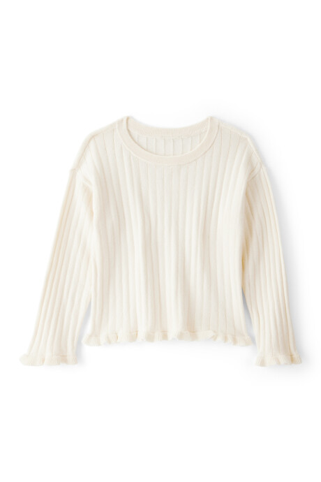 Remera de algodón acanalado, marfil Sin color