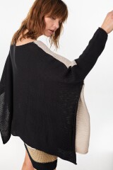 Poncho Misuna Negro/Beige