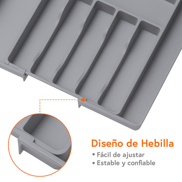 Organizador de Cubiertos Extensible Cajon Utensilios Cubertero IMBACK Gris Organizador de Cubiertos Extensible Cajon Utensilios Cubertero IMBACK Gris