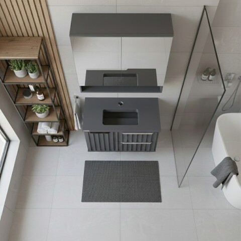 Mueble de Baño Suspendido Cecília (60cm) | Diseño Ripado - No incluye Bacha. Mueble de Baño Suspendido Cecília (60cm) | Diseño Ripado - No incluye Bacha.