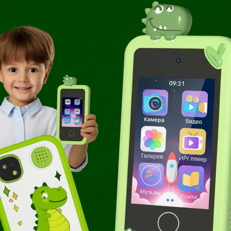 Celular de juguete para niños dinosaurio y oso con camara Verde
