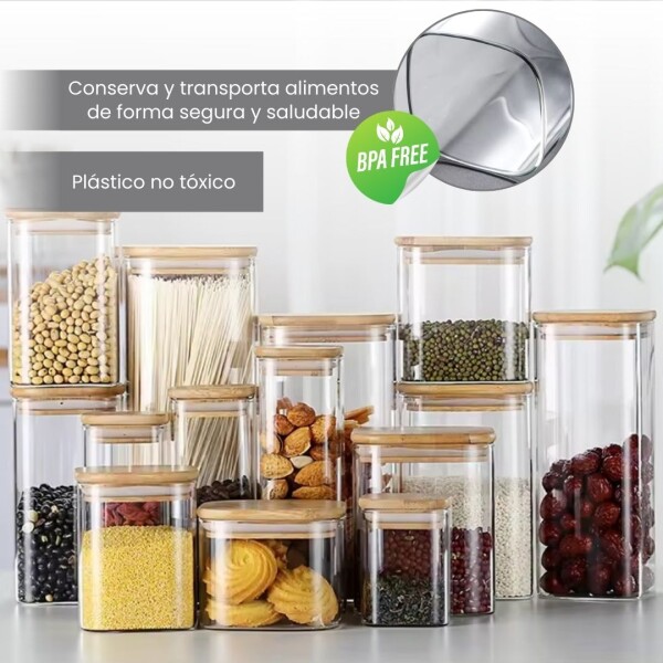 Set x 5 Tarros Contenedores Hermeticos Con tapa de Madera Frascos Apilables Imback Set x 5 Tarros Contenedores Hermeticos Con tapa de Madera Frascos Apilables Imback