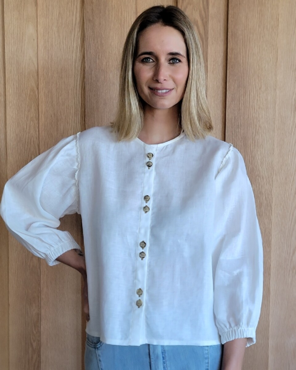 Camisa Melón - Puro Lino Blanco 