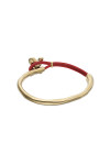 PULSERA DE CUERO ROJO SEMIRIGIDA BAÑADA EN ORO 18K CON MARIPOSA Pulsera