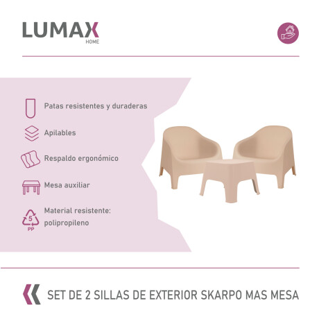 Set de 2 Sillas Skarpo + Mesa de exterior Taupe