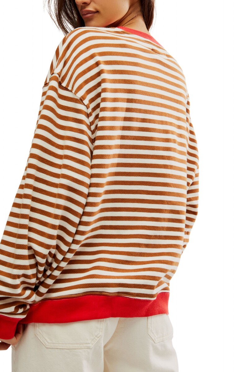 CLASSIC STRIPED CREW Marron