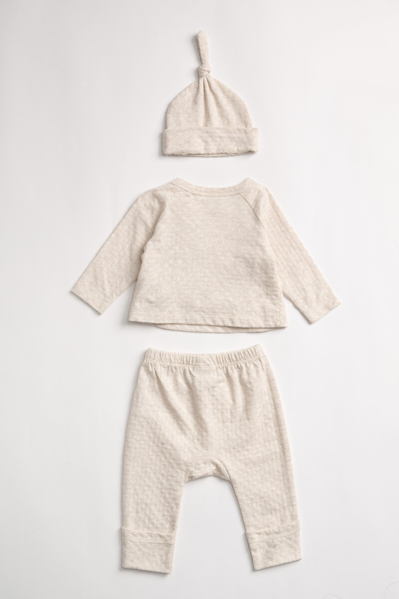 Set de 3 piezas new born fantasía Beige