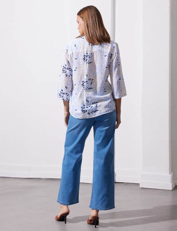 Blusa Algodon Print BLANCO/MULTI