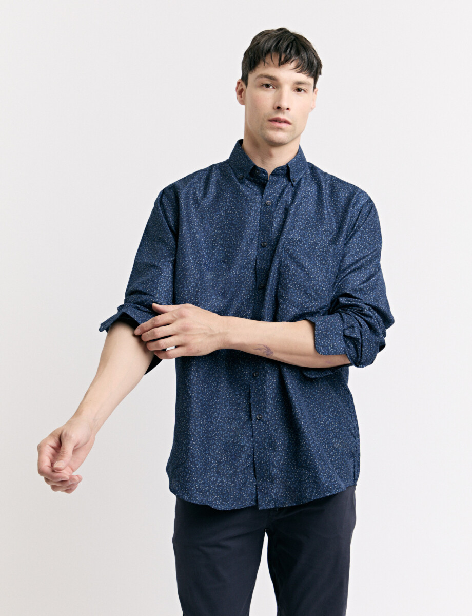 012668 CAMISA HARRINGTON LABEL Azul Osc/natural