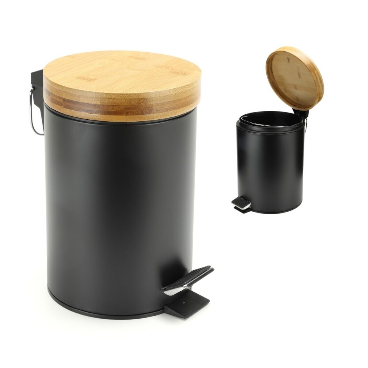Cesto de basura 3 Litros Residuos Papelera Extraíble Acero Inoxidable Negro CB007 