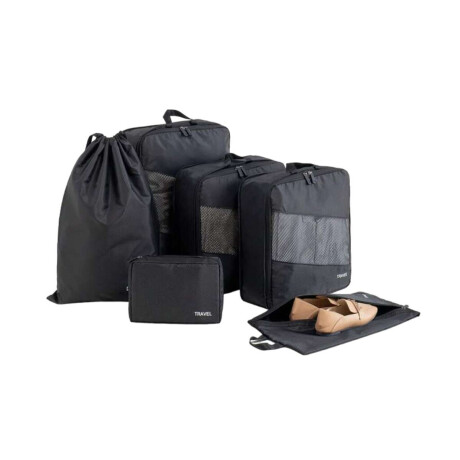 Set de 6 organizadores de ropa para viaje Negro