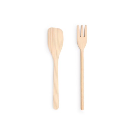 SET TENEDOR Y ESPÁTULA MADERA NATURAL-BEIGE