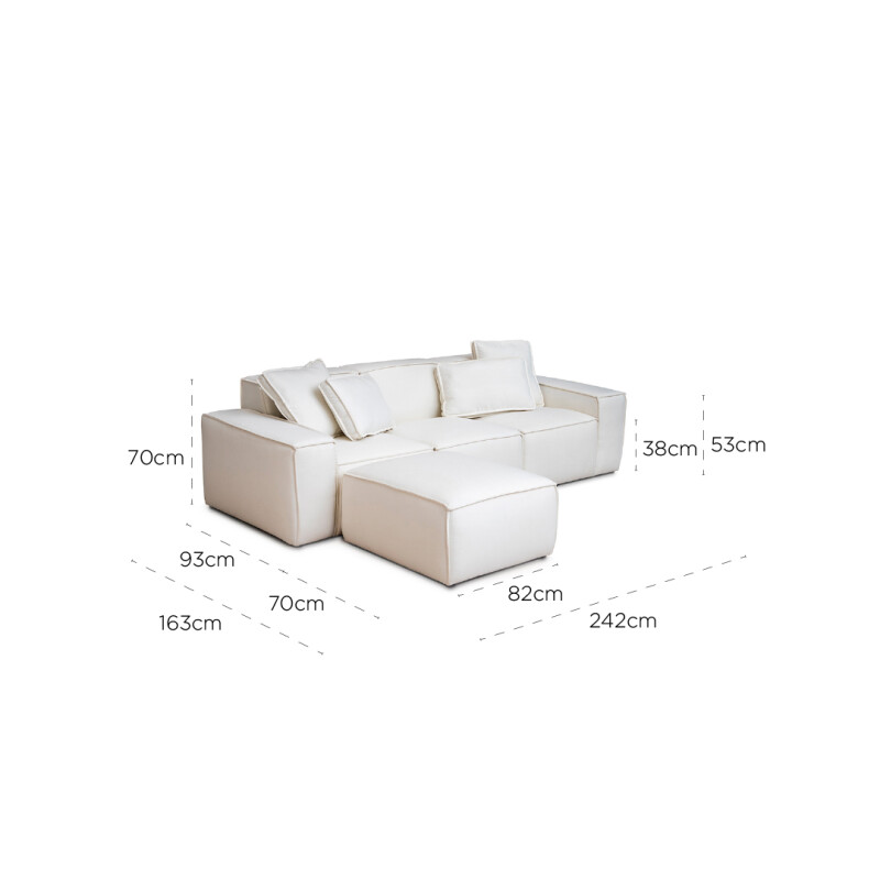Sofá Arizona Ottoman 3 cuerpos - Beige