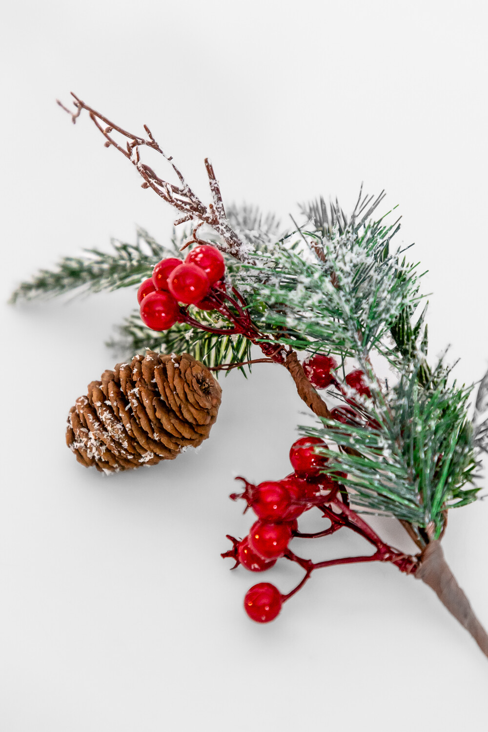 Deco Navidad Rama Flores Color Unico