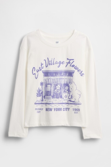 Remera Logo Gap Manga Larga Niña New Off White