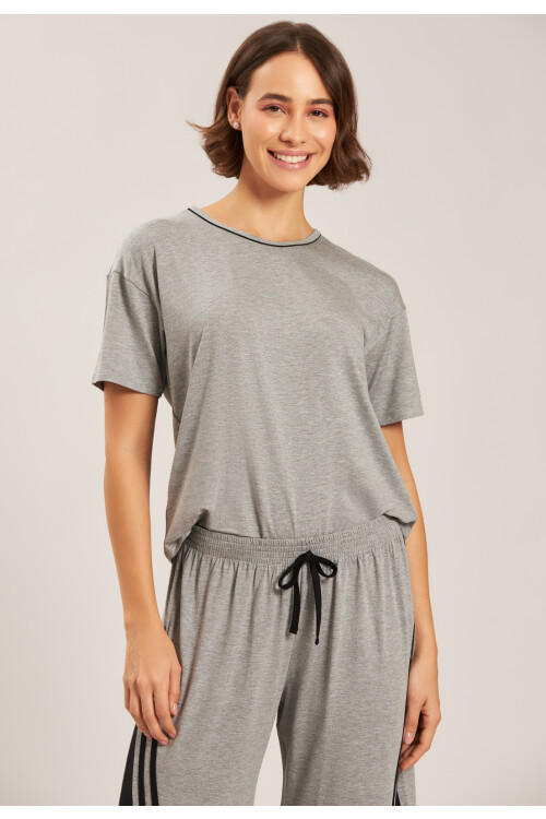 CONJUNTO COMBINADO LARGO GRIS C/NEGRO 21291