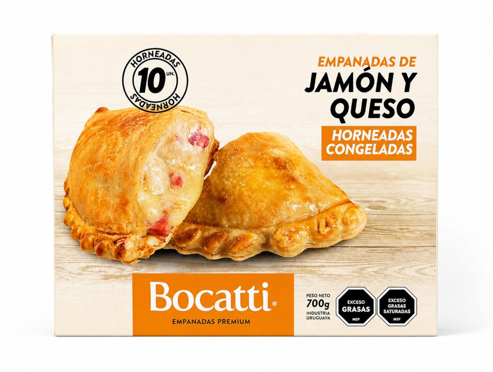 EMPANADAS DE JAMÓN Y QUESO X10 BOCATTI PREMIUM 