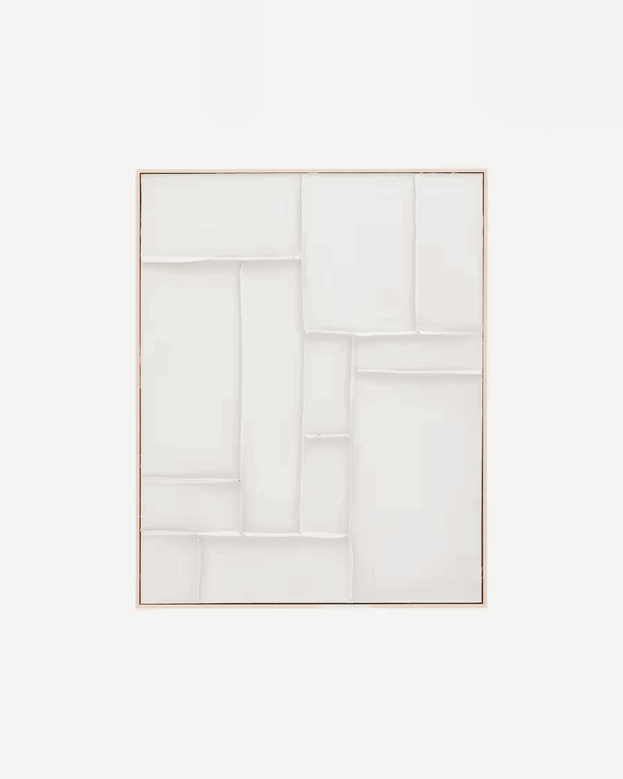 Cuadro Klis de lino con formas geométricas blanco 80 x 100 cm