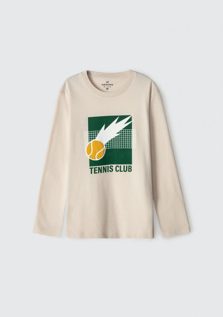 CAMISETA MANGA LARGA INFANTIL CON ESTAMPA - BEIGE 