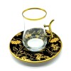 Vaso de té vip plato de cerámica x1 Negro con dorado