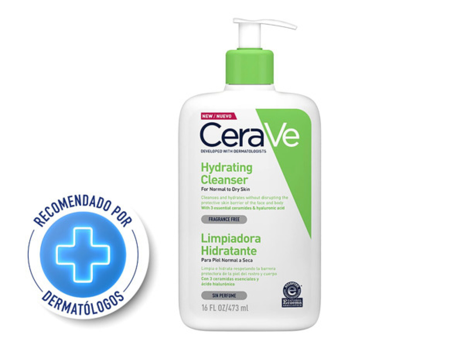 CeraVe Limpiador Hidratante Piel Normal a Seca 473 ml – Hidratación y Limpieza