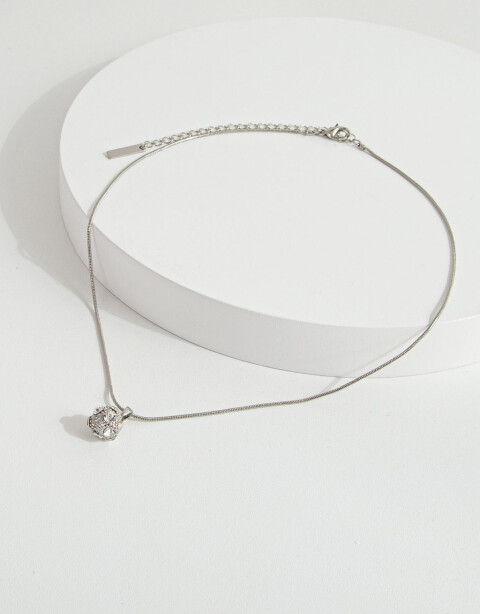 Cadena Corta con Dije Strass Collar Con Esfera Strass - Plateado Rodio