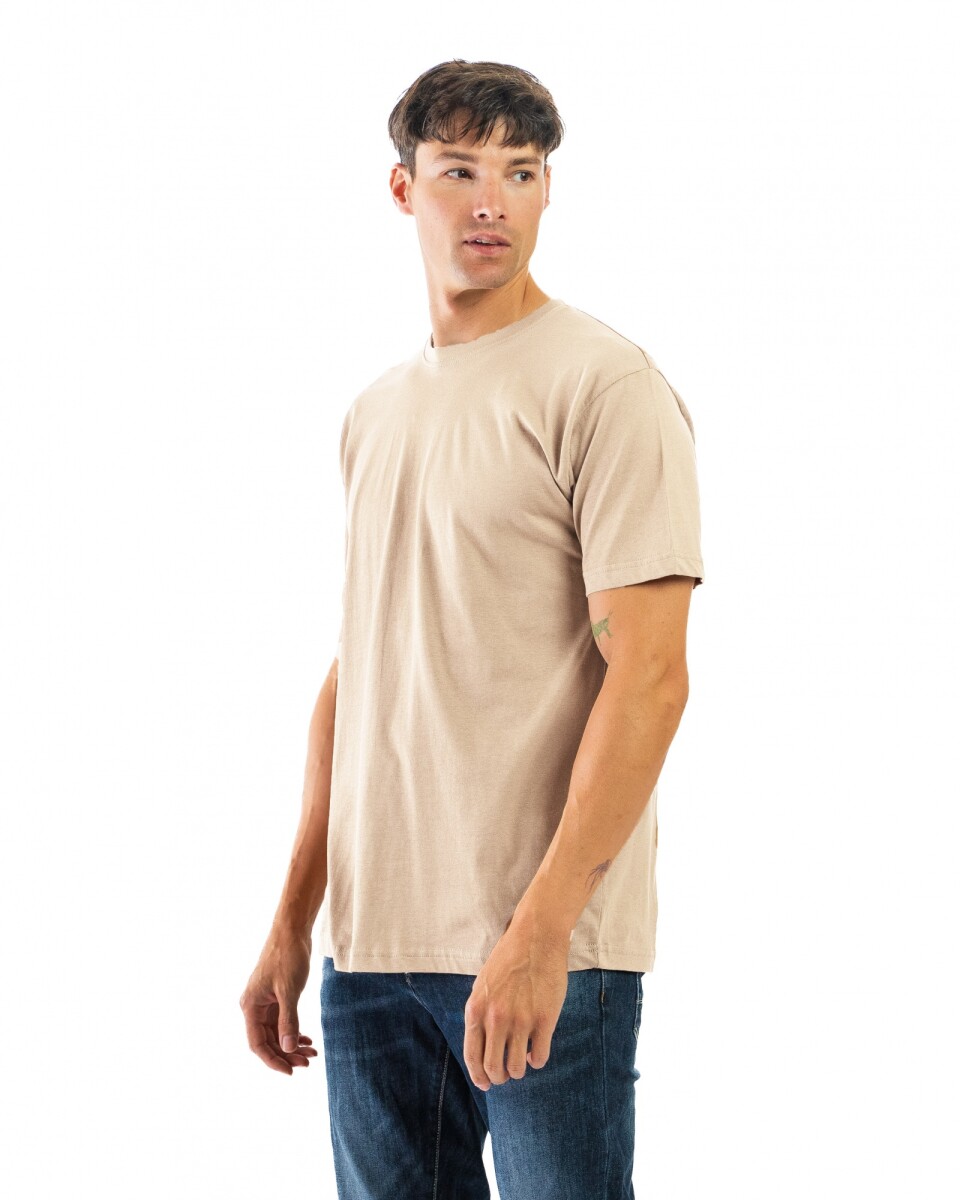 Remera Algodón Cuello Redondo - Beige 