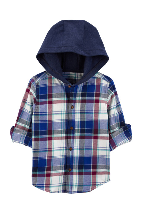 Camisa de sarga, con capucha, diseño a cuadros Camisa de sarga, con capucha, diseño a cuadros