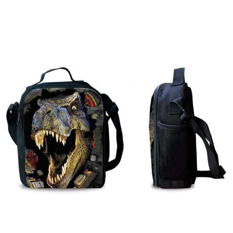 Mochila Escolar 3en1 Lunchera + Cartuchera Dinosaurio Dinosaurio