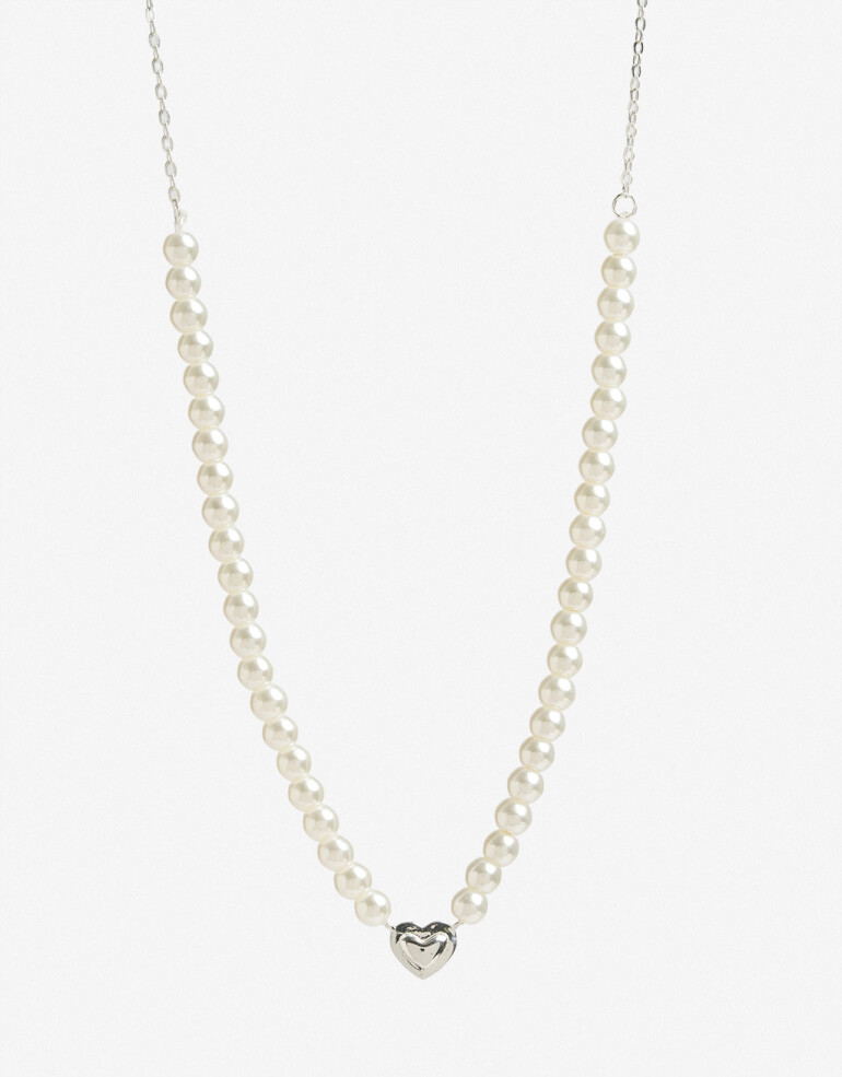 Collares Cortos Perlas Collar Corto Plata 925 Perlas - Plateado