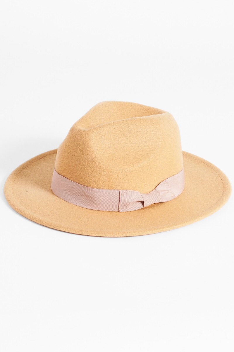 Sombrero fieltro cinta beige